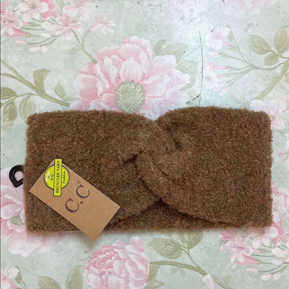C.C Women's Brown Knit Twist Headband